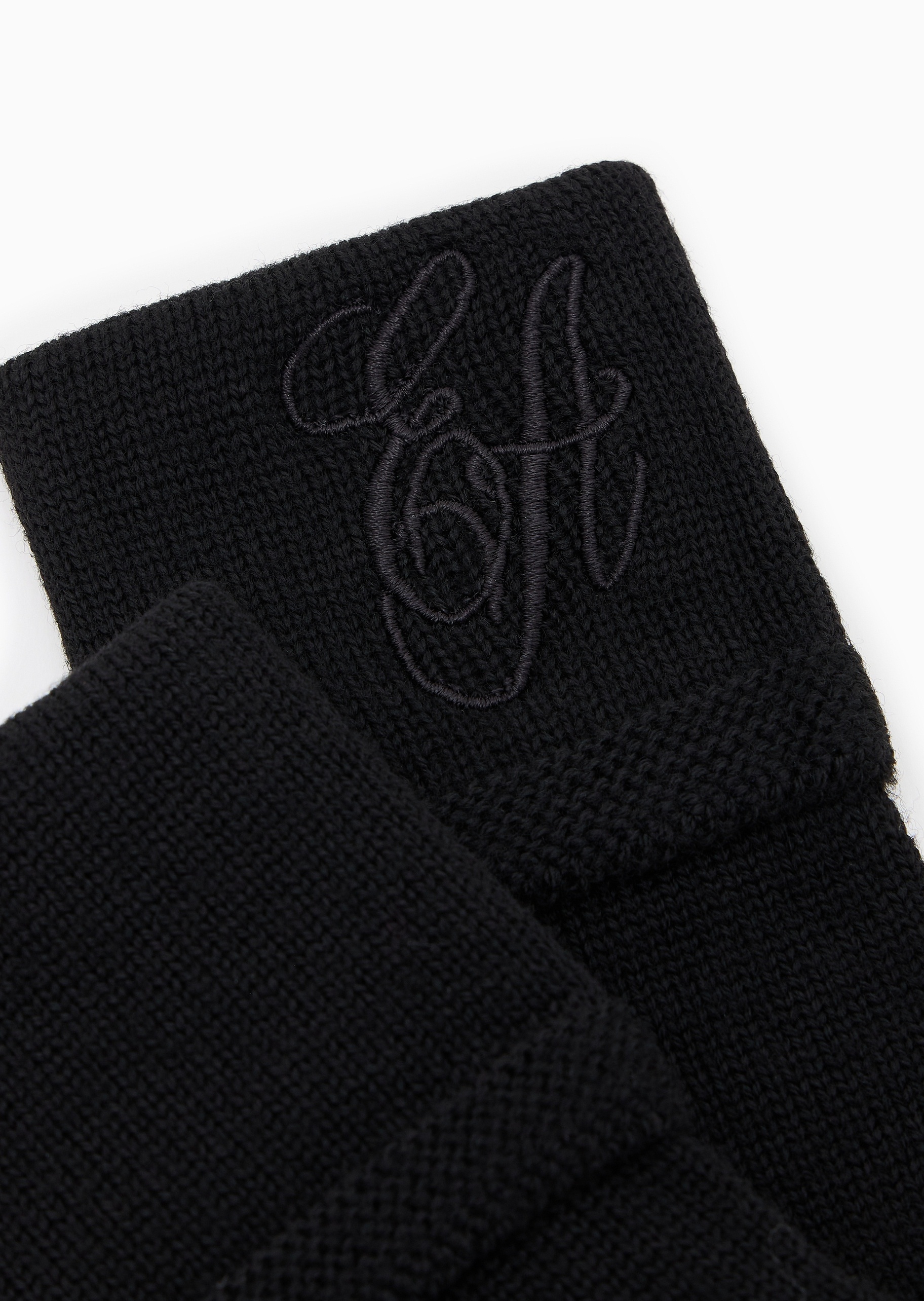 Emporio Armani 女士全绵羊毛分指刺绣户外休闲通勤手套