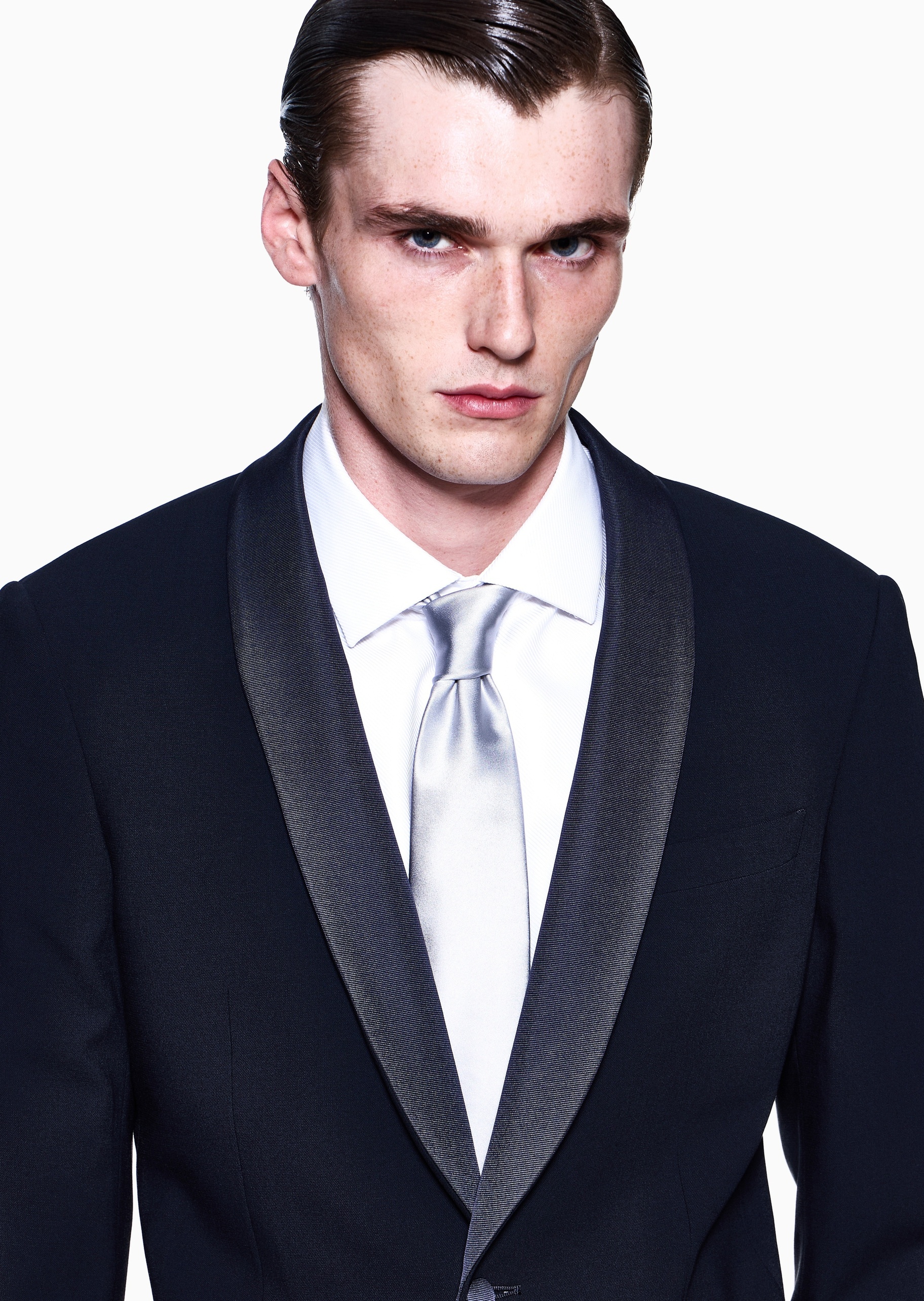 Giorgio Armani 男士复古箭头型桑蚕丝纯色商务领带礼物