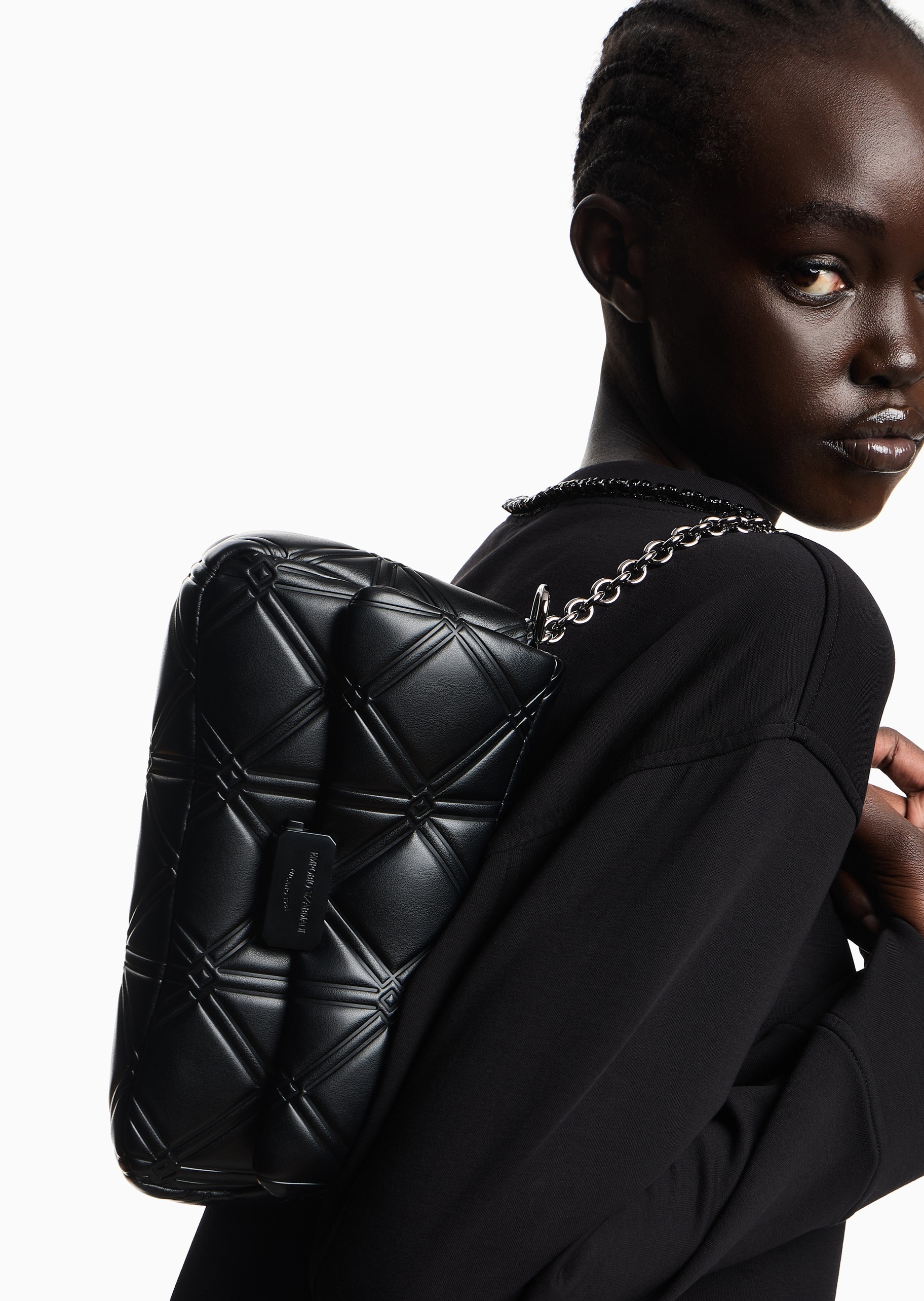 Emporio Armani 女士压花商务休闲通勤单肩斜挎包