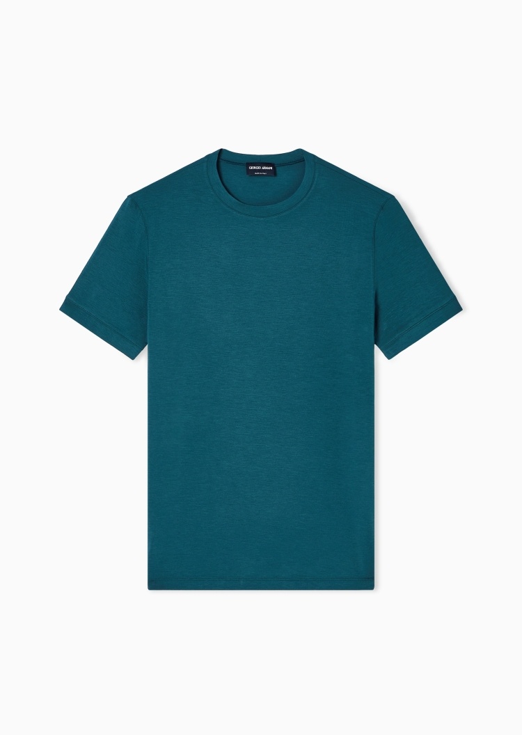 Giorgio Armani 男士人造棉弹力修身短袖圆领纯色轻薄T恤