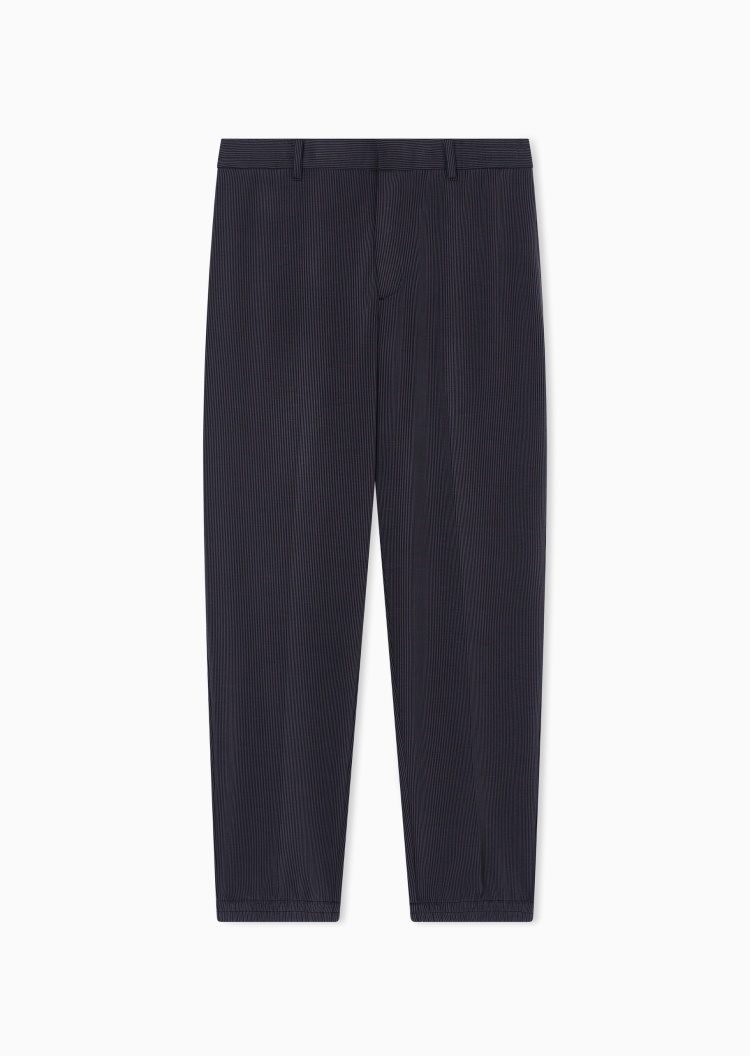 Emporio Armani 马年限定男士微弹合身长款直筒细条纹商务休闲裤