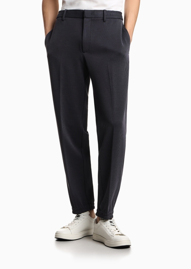 Emporio Armani 马年限定男士微弹合身长款直筒细条纹商务休闲裤