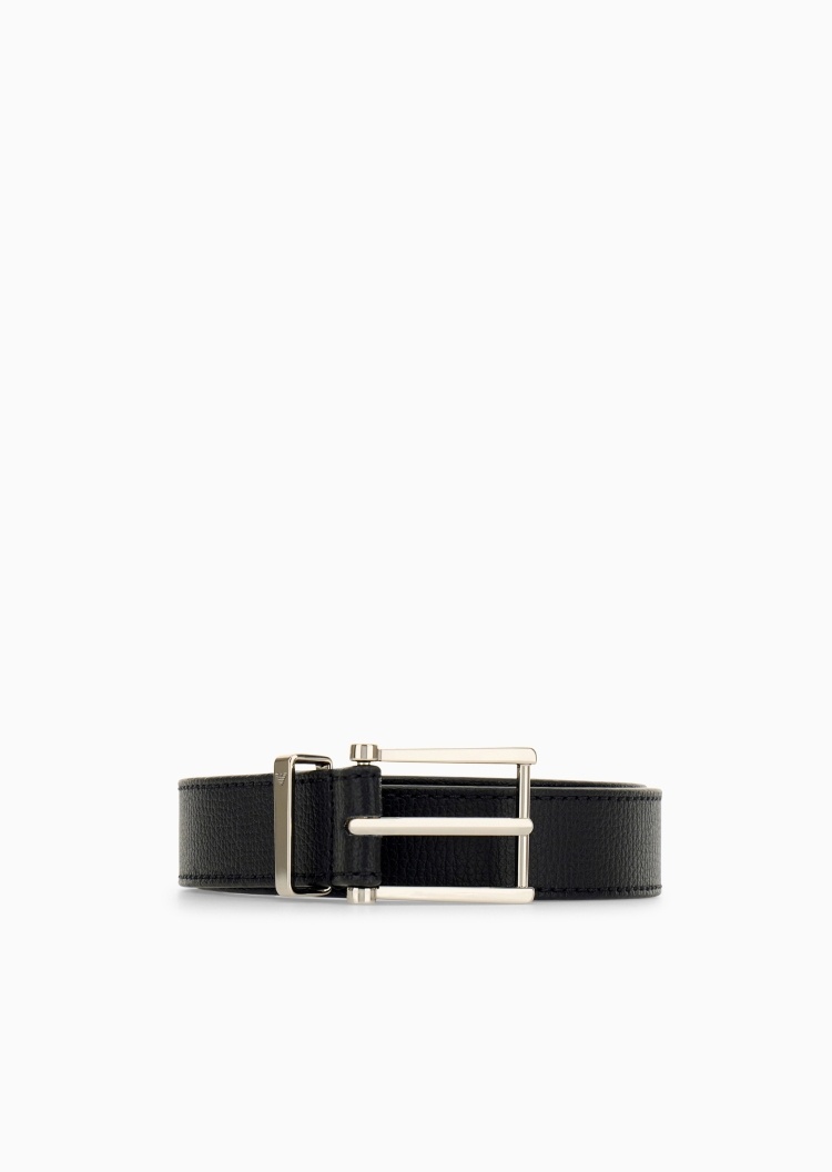 Emporio Armani 女士牛皮剖层革荔枝纹老钱风针扣腰带皮带