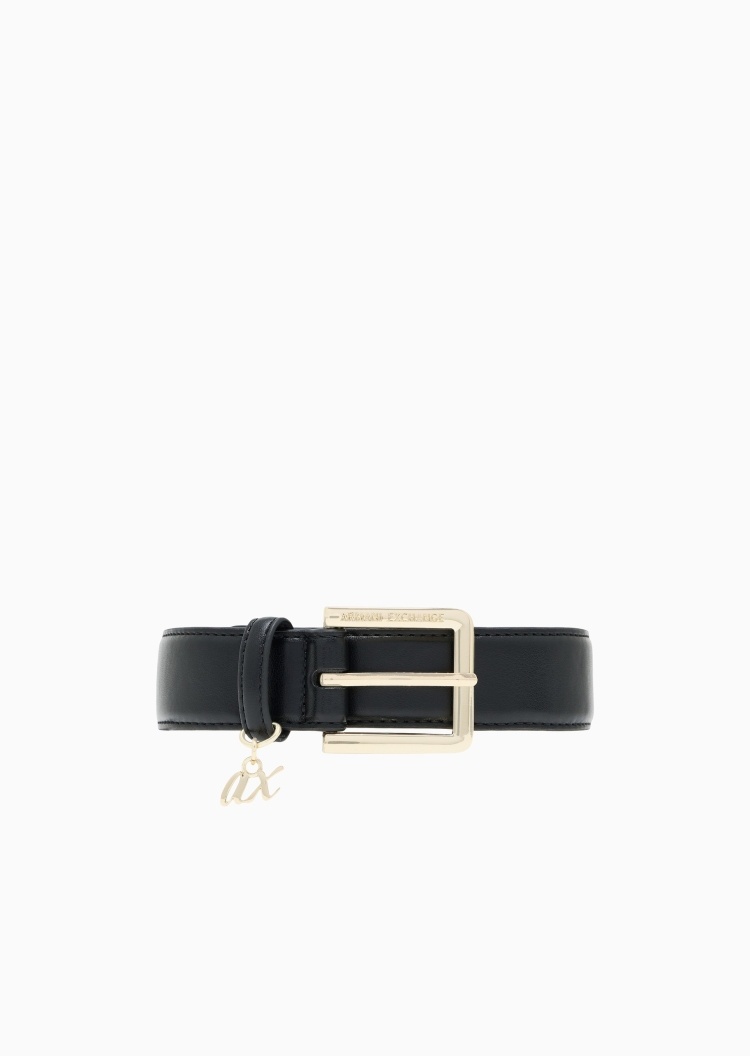 ARMANI EXCHANGE 女士长方形带扣字母吊坠休闲时尚针扣腰带