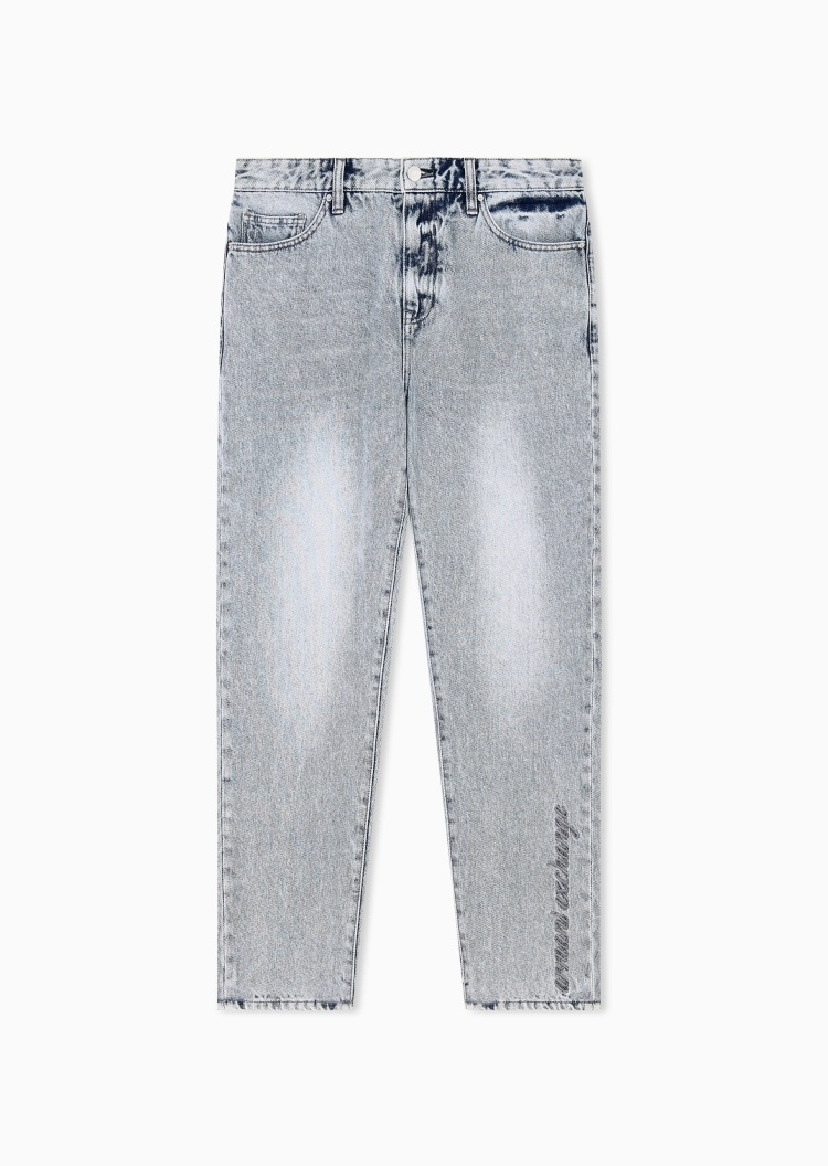 ARMANI EXCHANGE 女士纯棉中腰直筒水洗刺绣牛仔裤