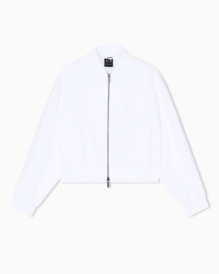 ARMANI EXCHANGE 女士亚麻短款棒球服飞行员夹克外套