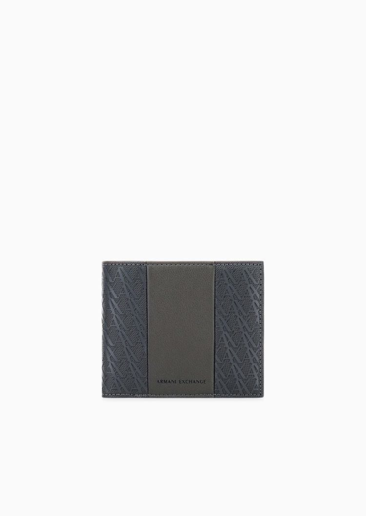 ARMANI EXCHANGE 男士对折多卡位压花轻便钱夹钱包卡包一体