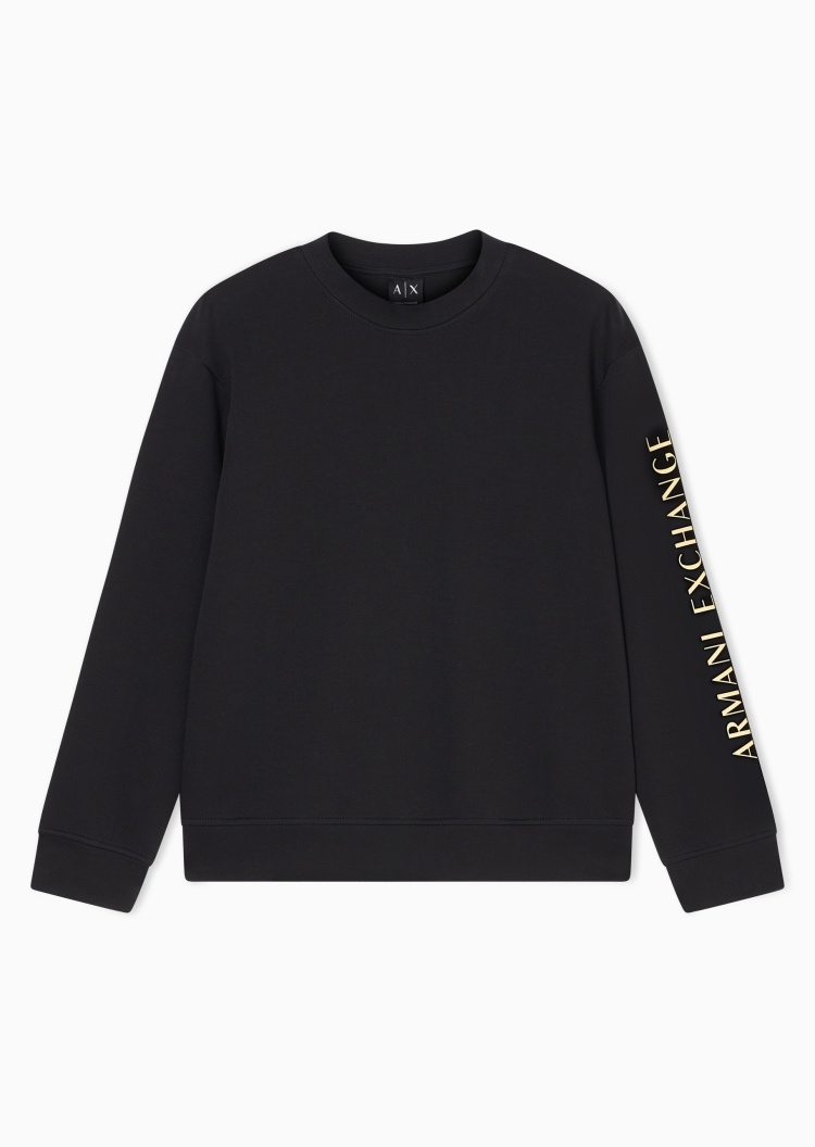 ARMANI EXCHANGE 男士微弹合身长袖圆领撞色印花卫衣