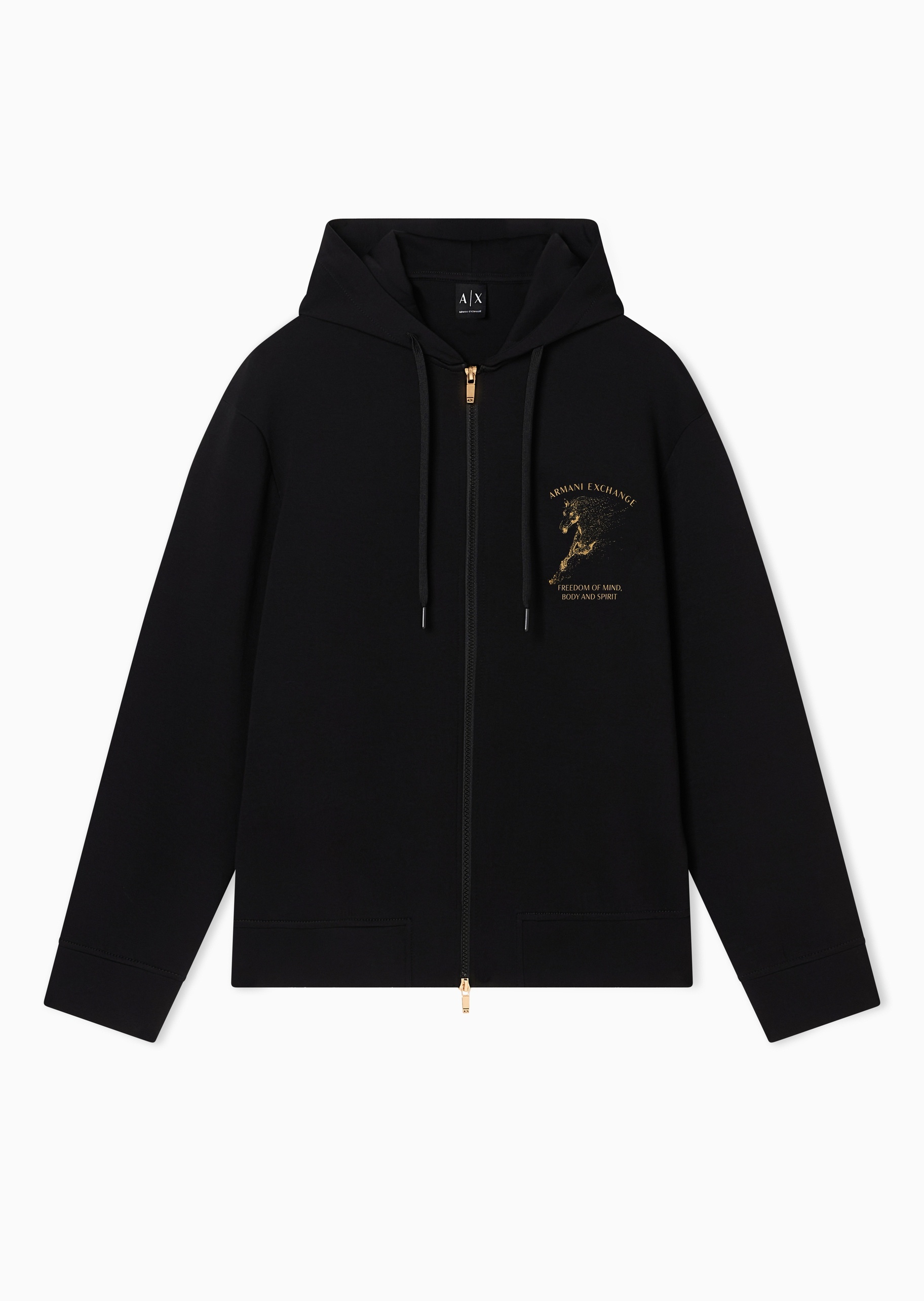 ARMANI EXCHANGE 男士合身长袖连帽拉链印花卫衣外套