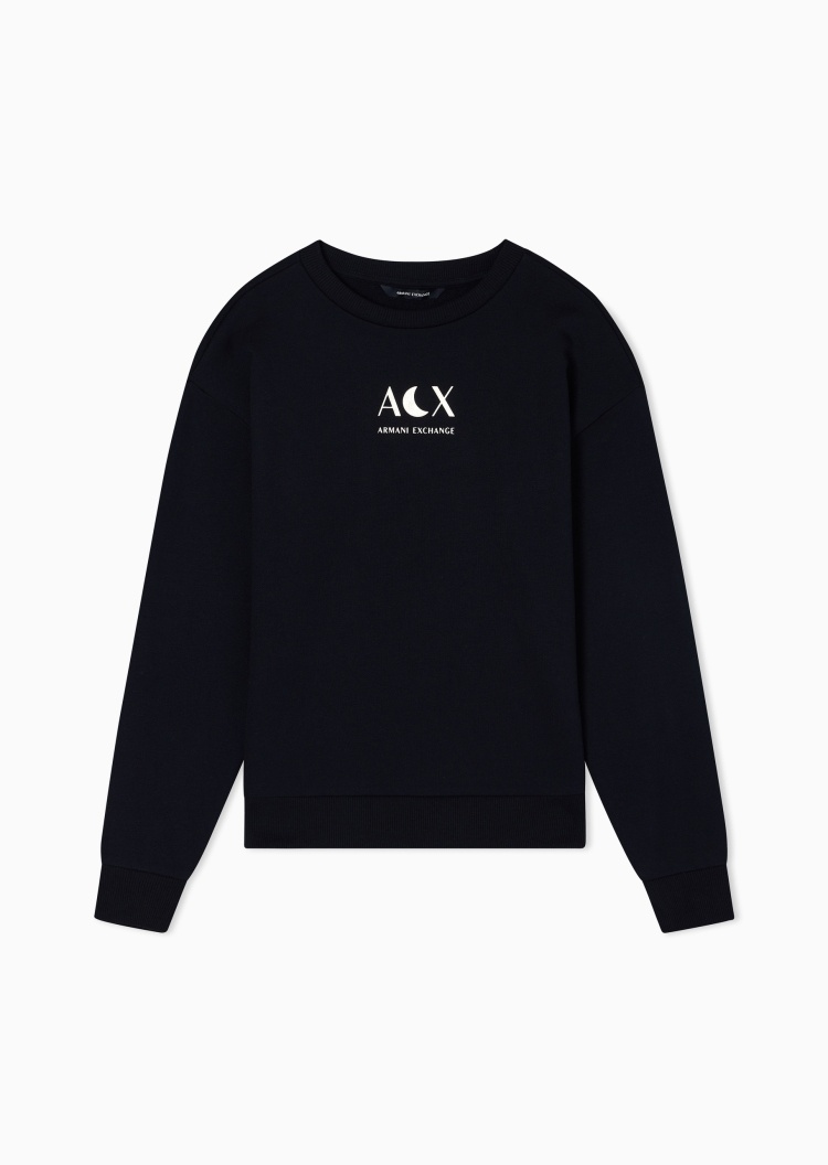 ARMANI EXCHANGE 女士合身长袖圆领毛圈印花休闲卫衣