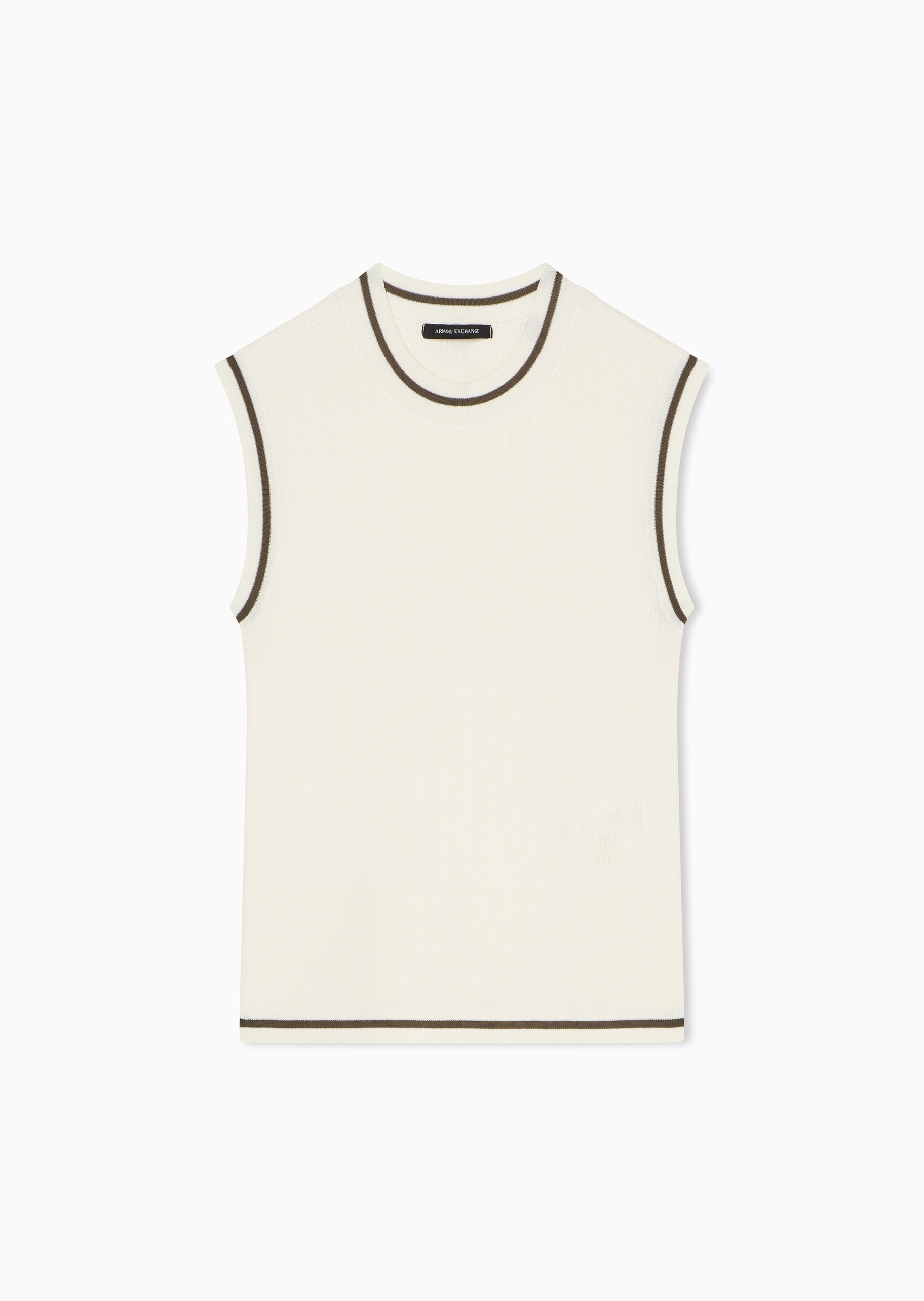 ARMANI EXCHANGE 女士无袖圆领撞色饰边时尚针织上衣