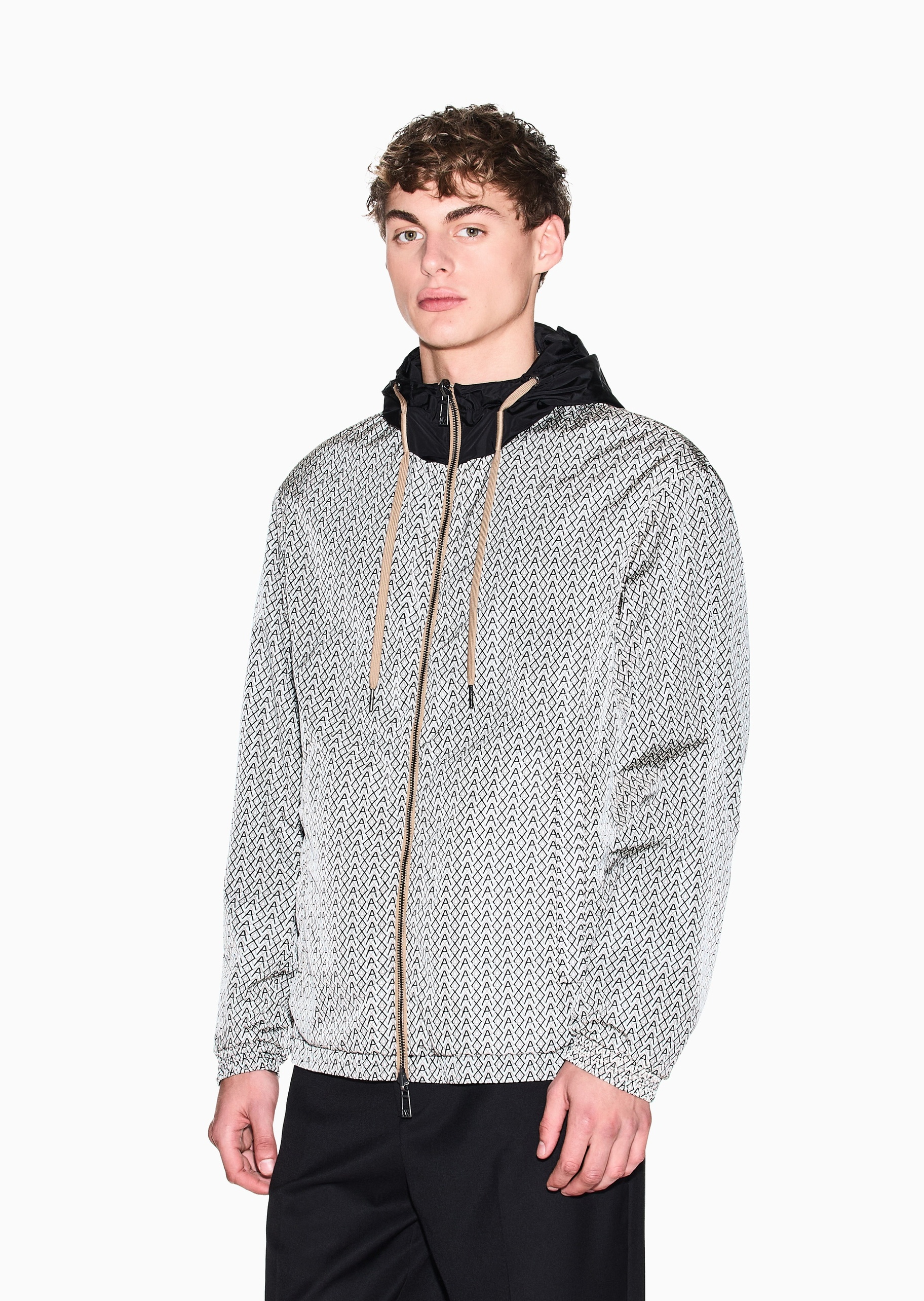 ARMANI EXCHANGE 男士长袖连帽双面穿拉链休闲夹克