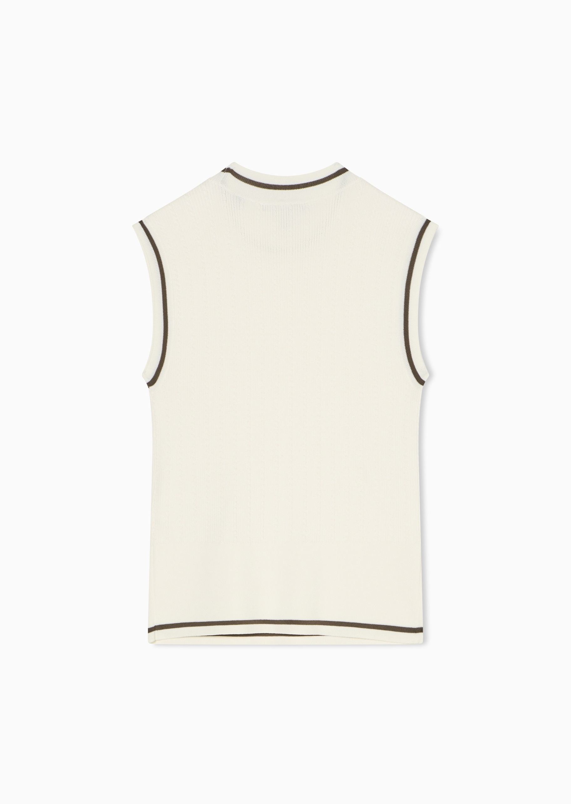 ARMANI EXCHANGE 女士无袖圆领撞色饰边时尚针织上衣