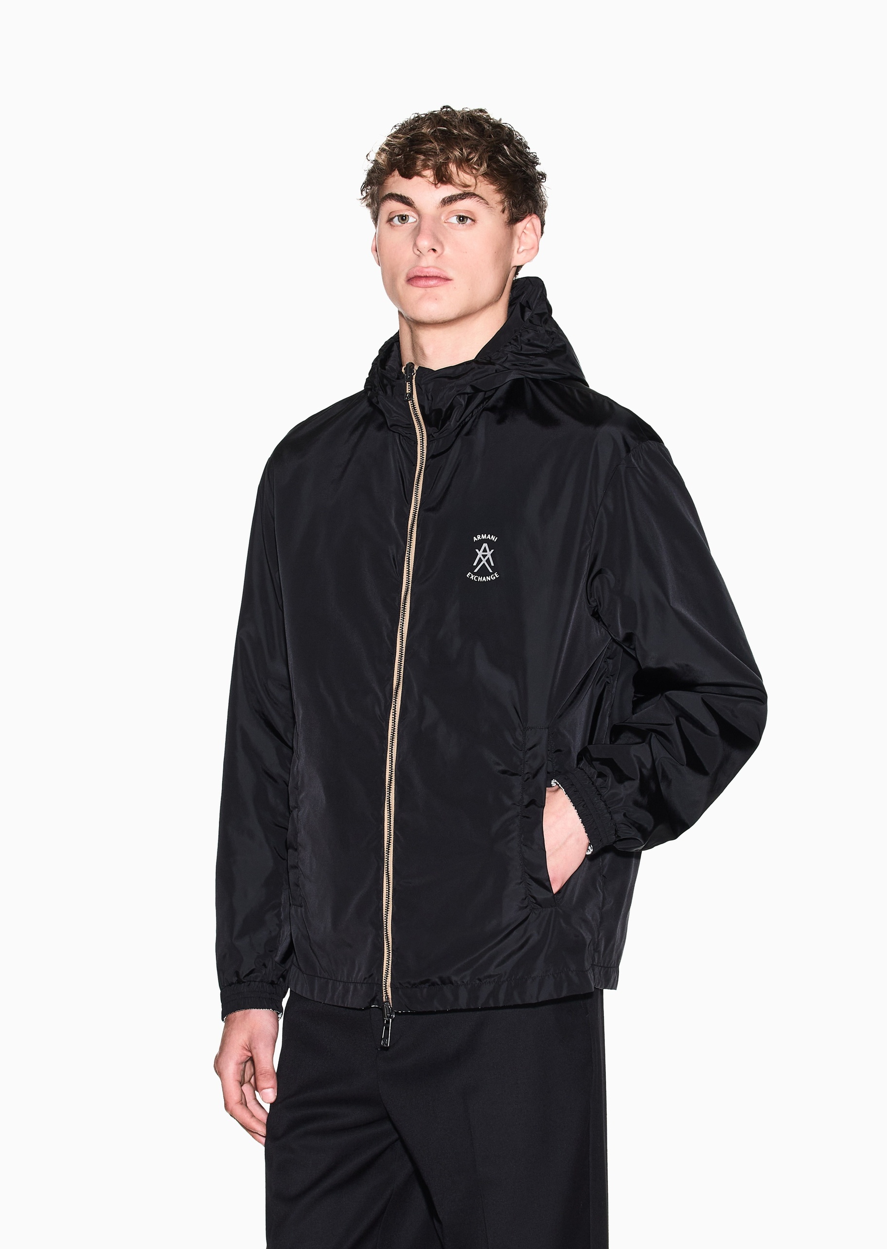 ARMANI EXCHANGE 男士长袖连帽双面穿拉链休闲夹克