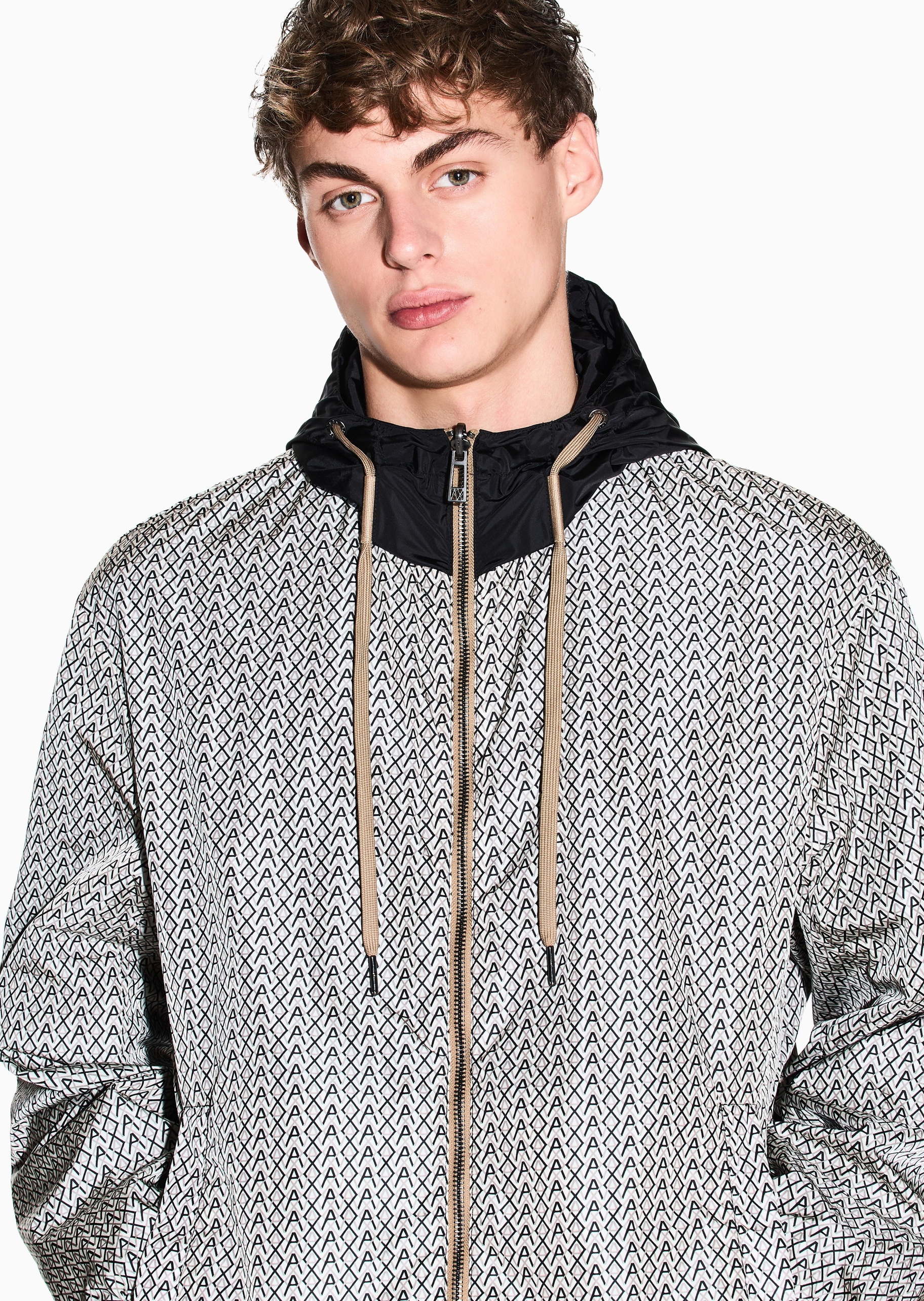 ARMANI EXCHANGE 男士长袖连帽双面穿拉链休闲夹克