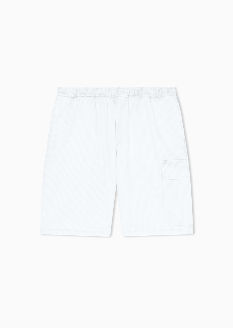 ARMANI EXCHANGE 男士纯棉直筒工装条纹老钱风短裤