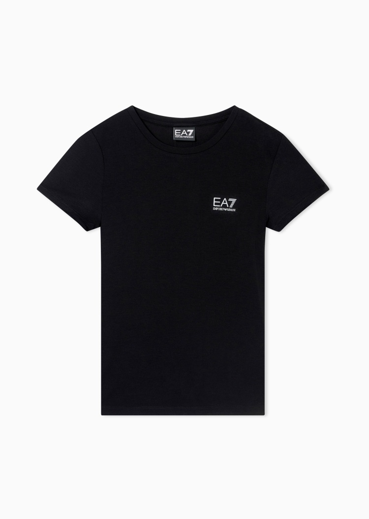 EA7 女士弹力修身短袖圆领印花运动轻薄T恤