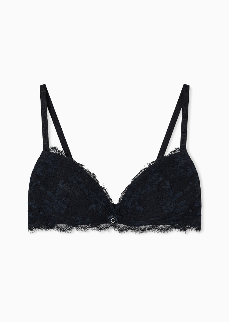 Emporio Armani 女士弹力三角杯可调节肩带蕾丝带衬垫文胸