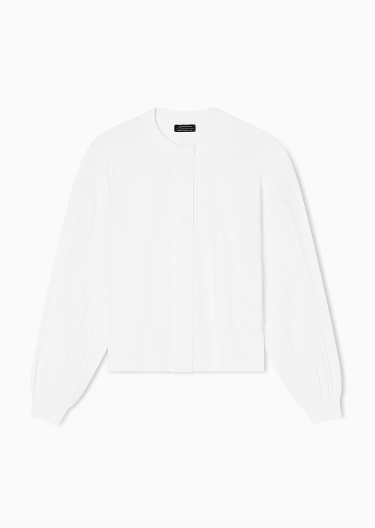 ARMANI EXCHANGE 女士圆领落肩复古灯笼袖针织开衫外套