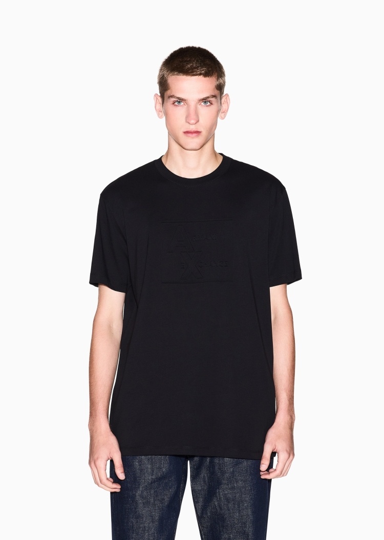 ARMANI EXCHANGE 男士全棉合身短袖圆领正肩纯色T恤