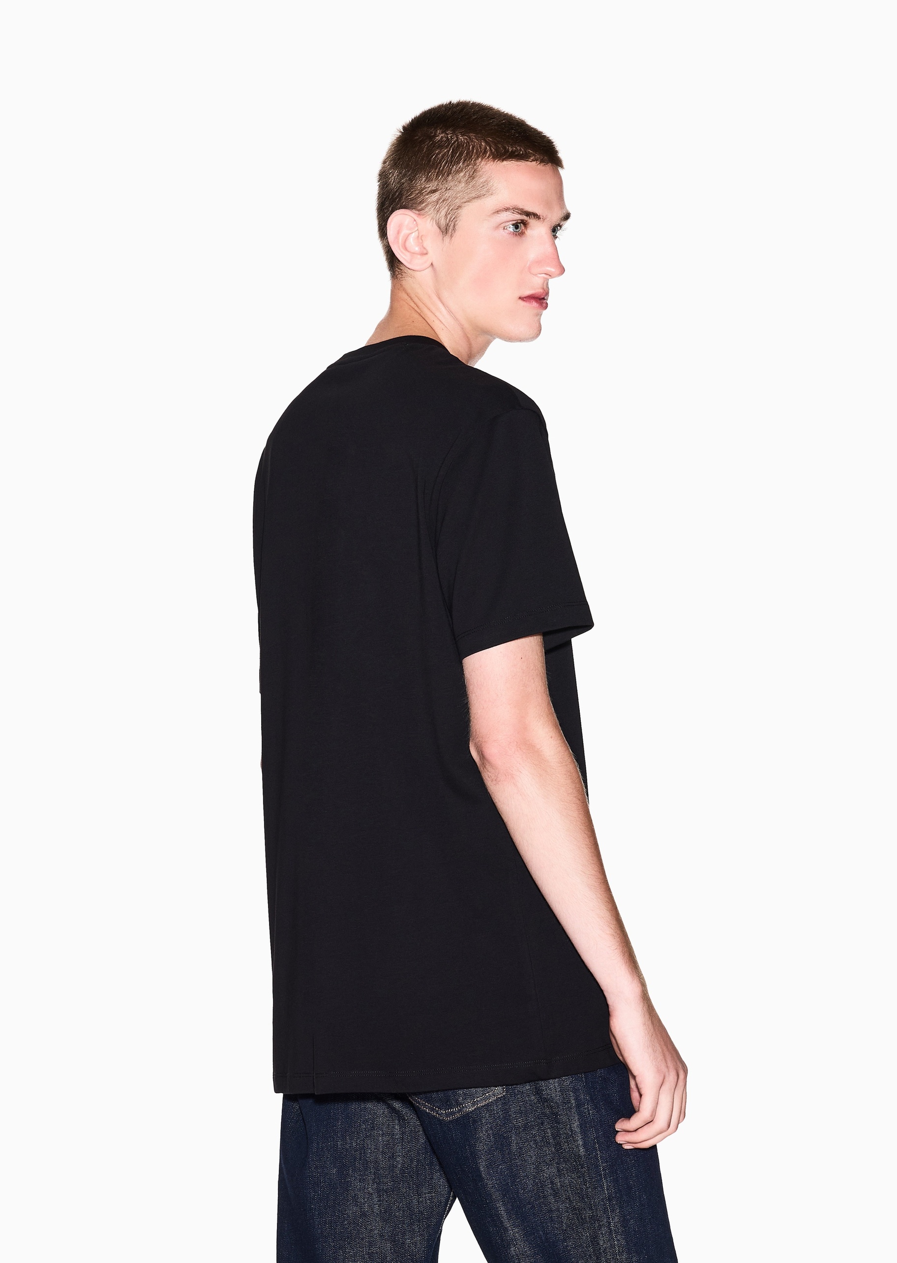 ARMANI EXCHANGE 男士全棉合身短袖圆领正肩纯色T恤