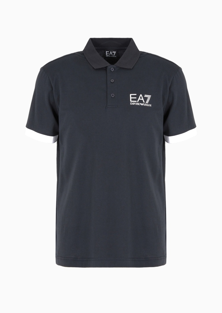 EA7 男士全棉合身短袖翻领健身运动Polo衫