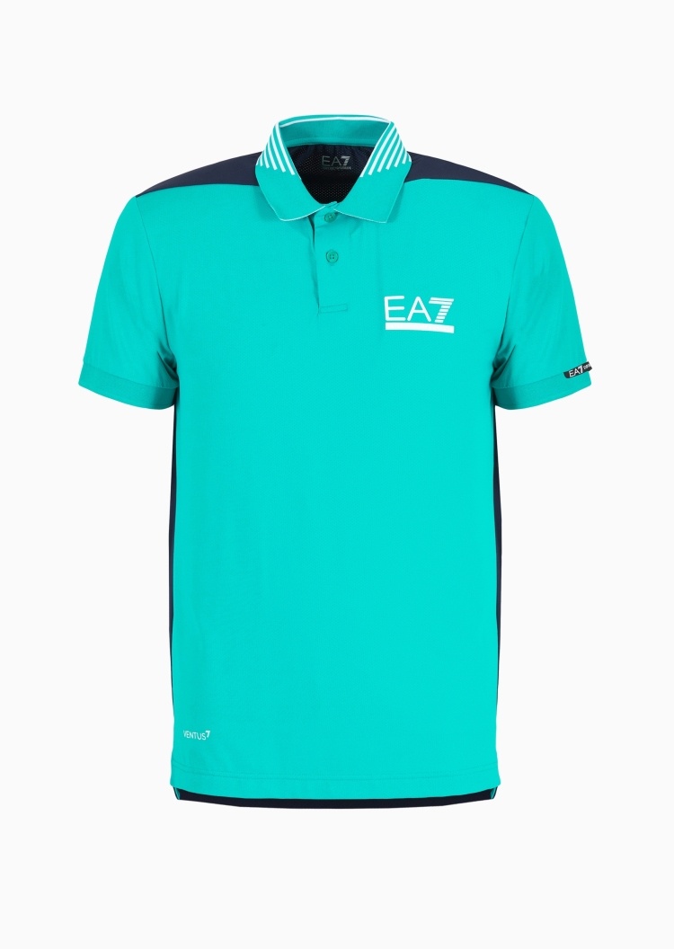 EA7 男士弹力合身短袖翻领高尔夫Polo衫