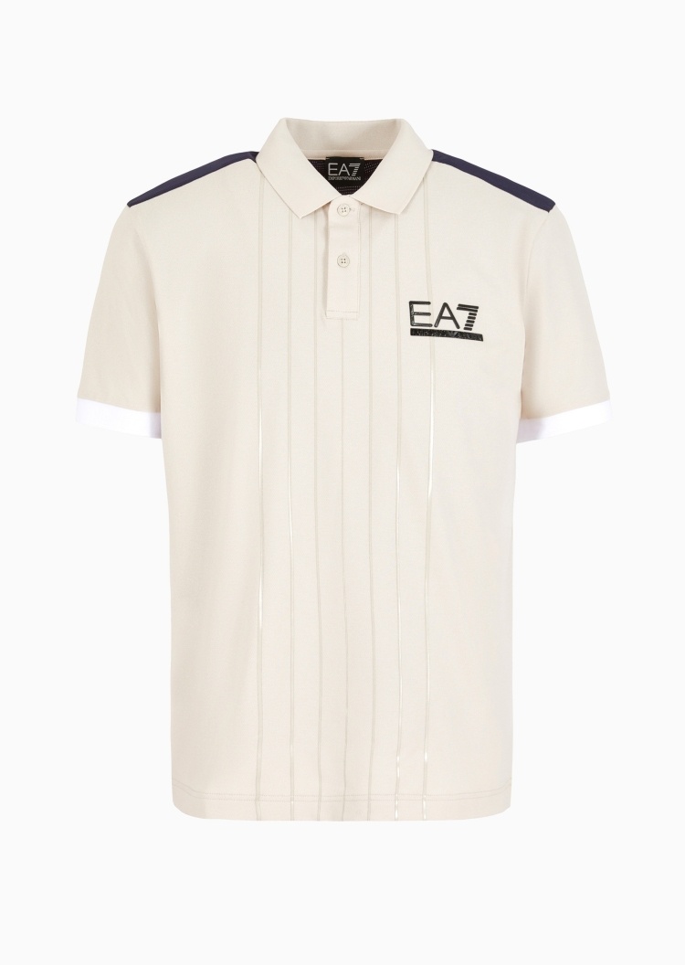 EA7 男士纯棉微弹合身短袖翻领高尔夫Polo衫
