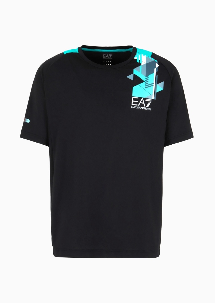 EA7 男士VENTUS7合身短袖圆领跑步T恤