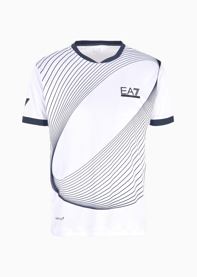 EA7 男士VENTUS7 合身短袖V领网球T恤