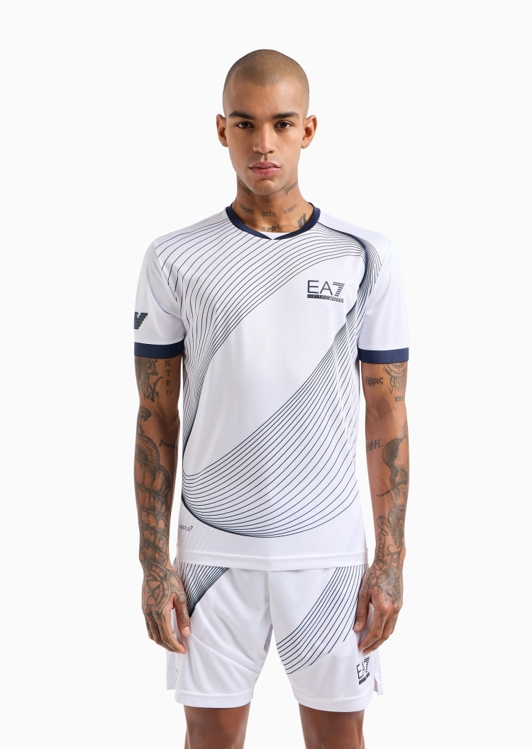 EA7 男士VENTUS7 合身短袖V领网球T恤