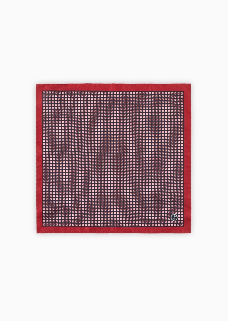 Giorgio Armani 男士桑蚕丝正方形多色几何印花口袋巾