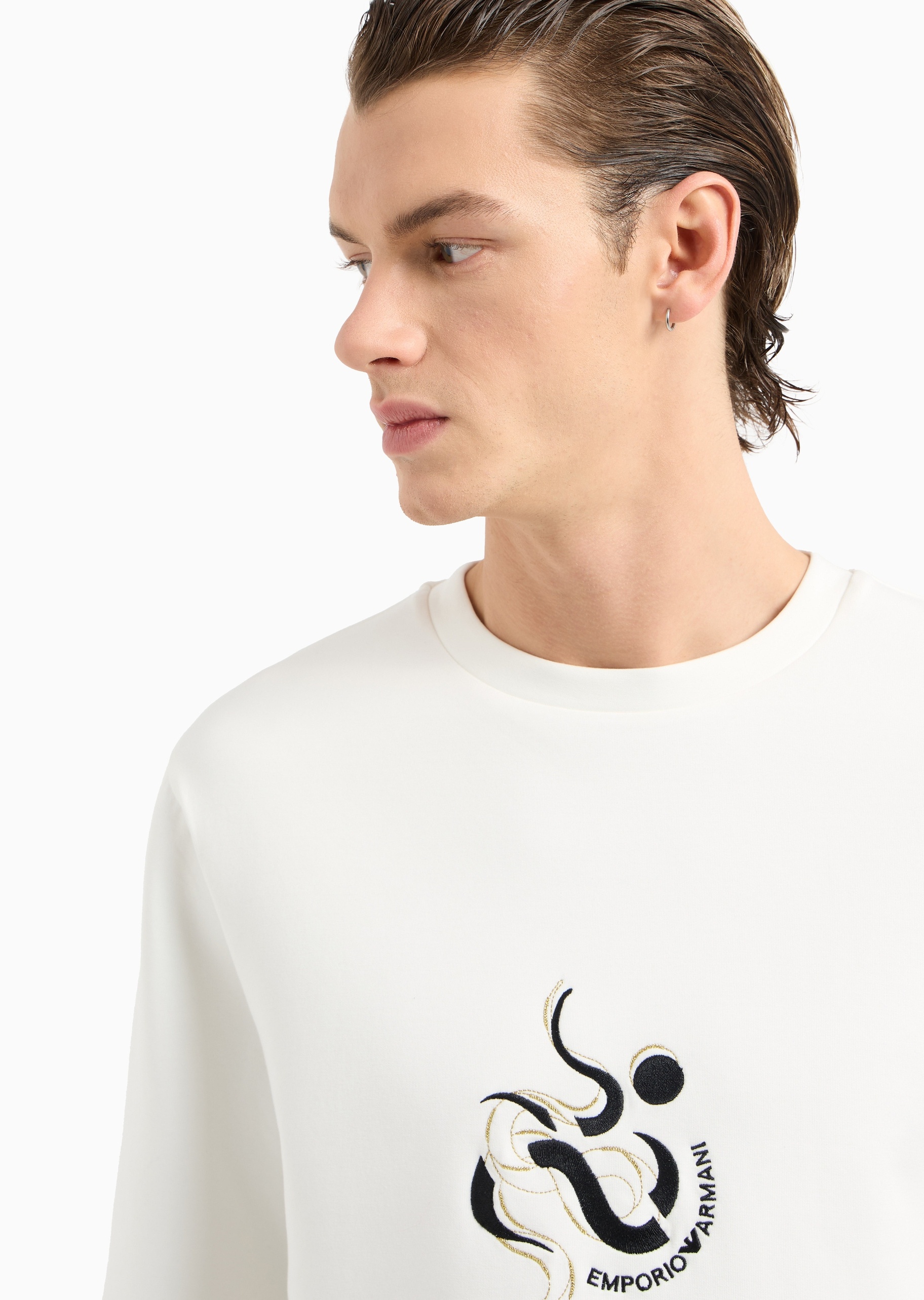 Emporio Armani 蛇年限定男士棉质弹力长袖圆领刺绣卫衣
