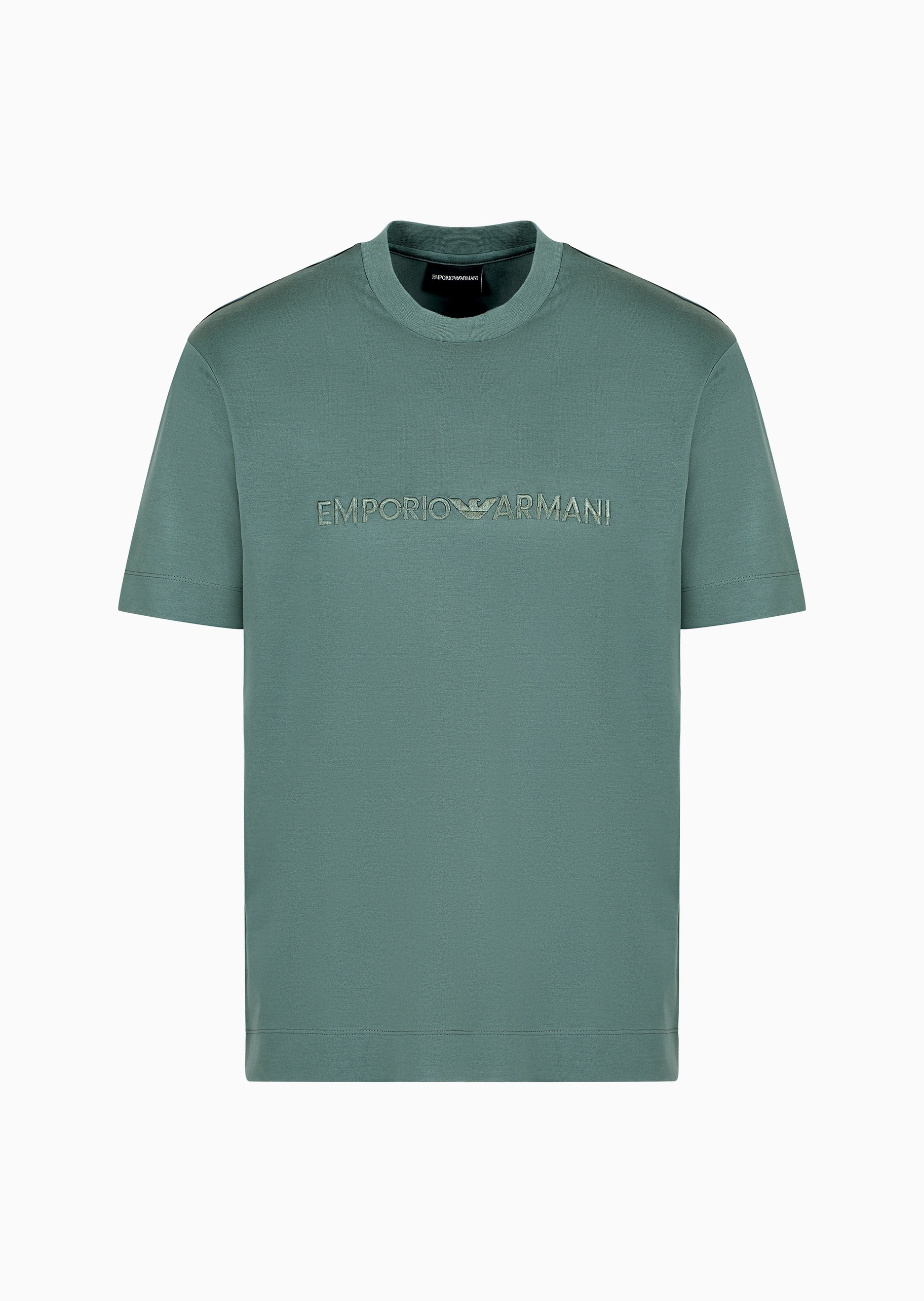 Emporio Armani 男士莱赛尔宽松短袖圆领刺绣T恤