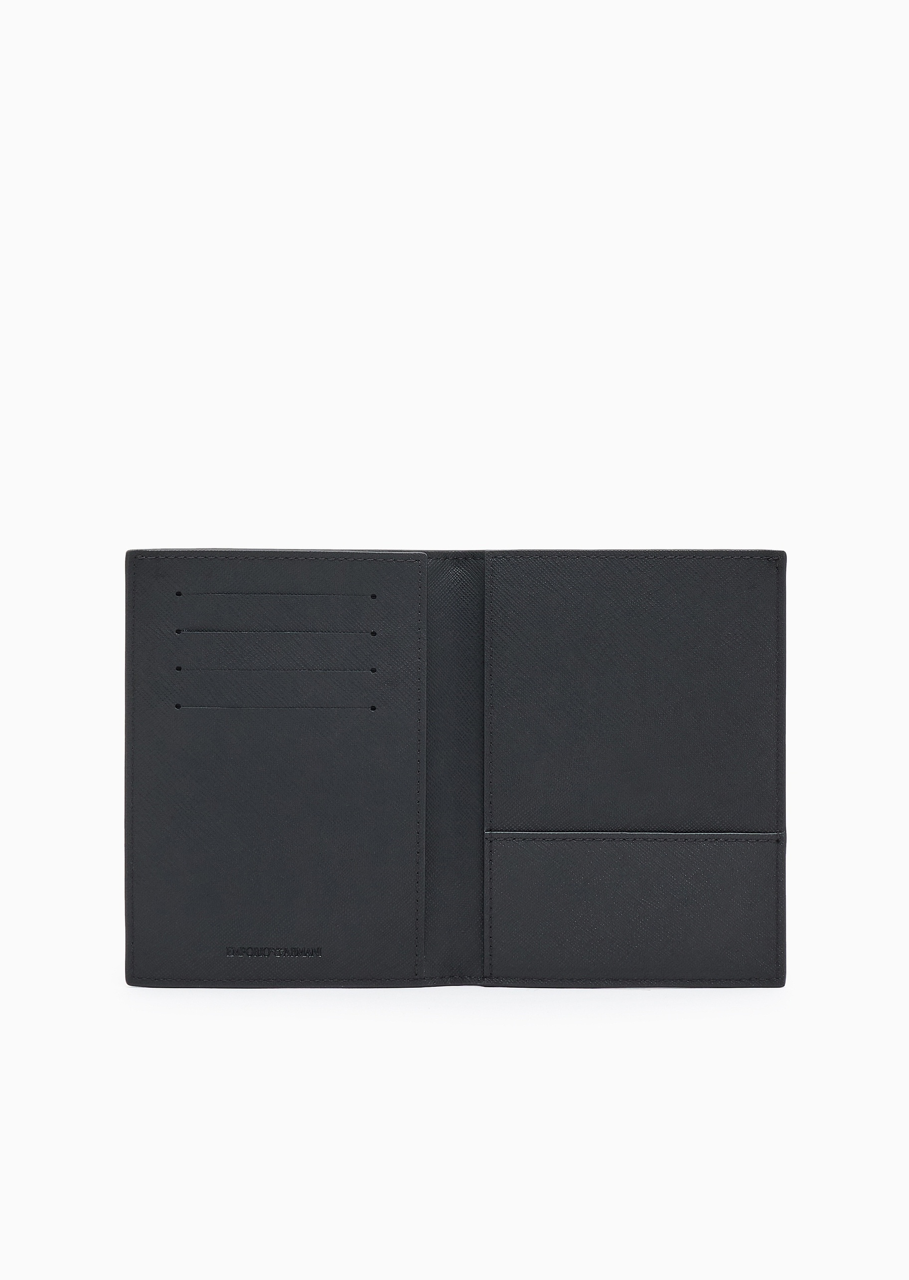 Emporio Armani 男士对折竖款十字纹纯色手拿卡包