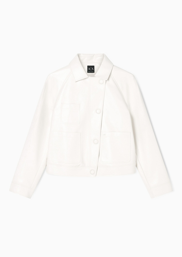 ARMANI EXCHANGE 女士短款翻领斜开襟休闲时尚夹克