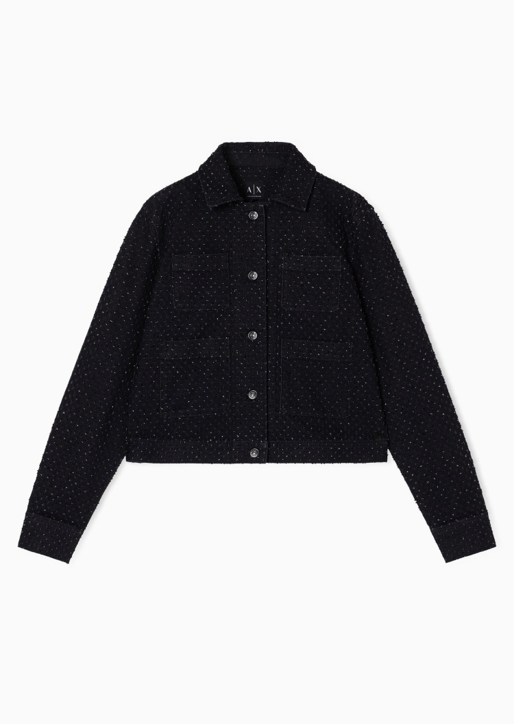 ARMANI EXCHANGE 女士短款翻领纽扣门襟潮流时尚夹克