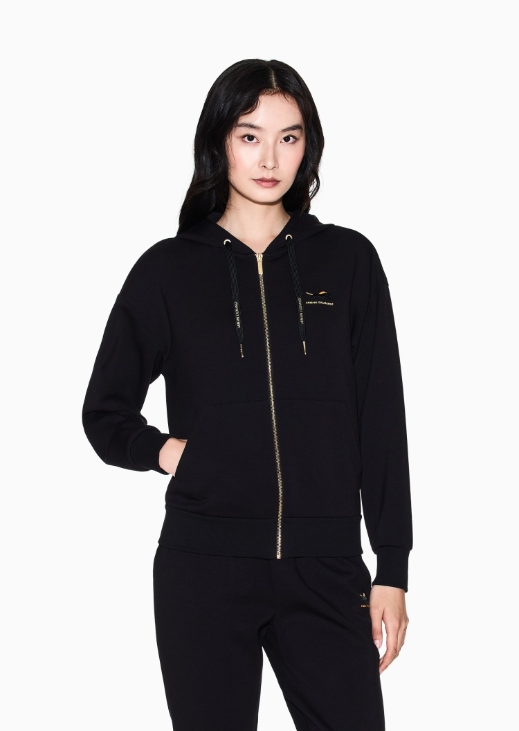 ARMANI EXCHANGE 马年限定女士合身短款连帽刺绣卫衣外套