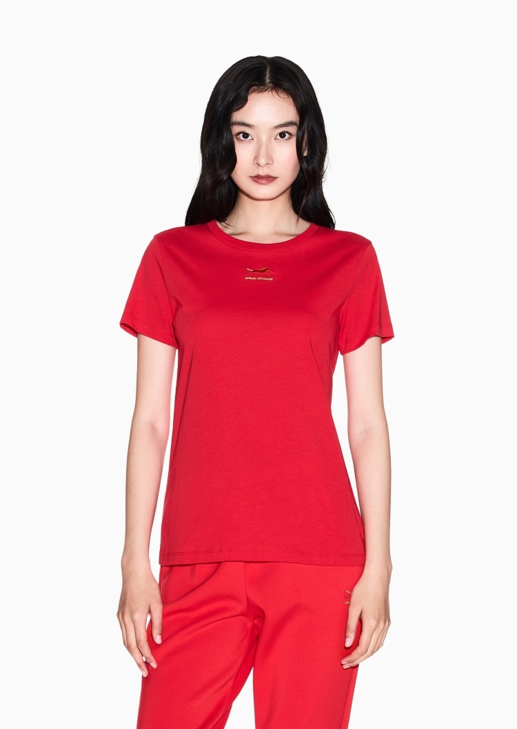 ARMANI EXCHANGE 马年限定女士纯棉合身短袖圆领刺绣T恤