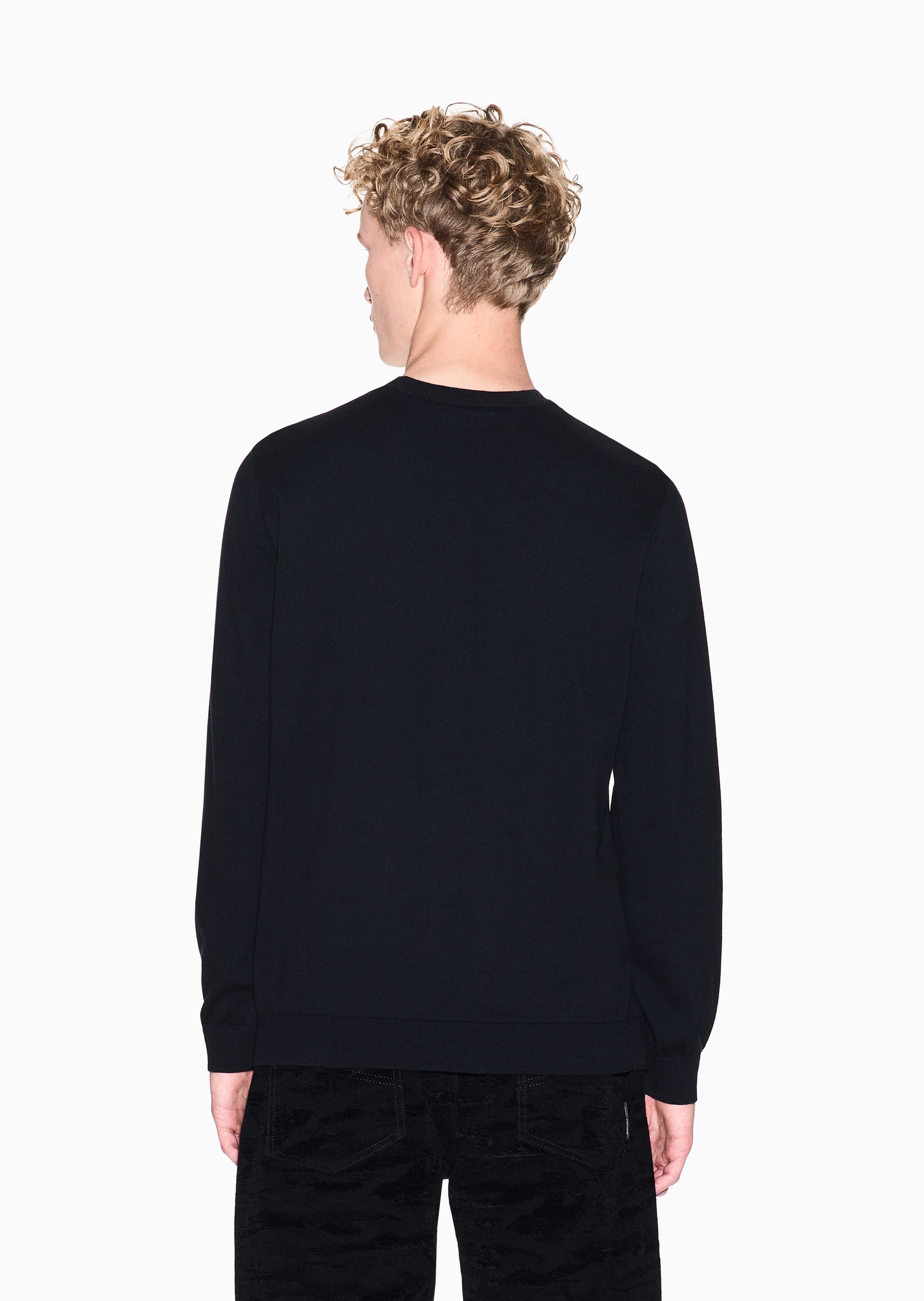 ARMANI EXCHANGE 马年限定男士纯棉长袖圆领刺绣针织衫