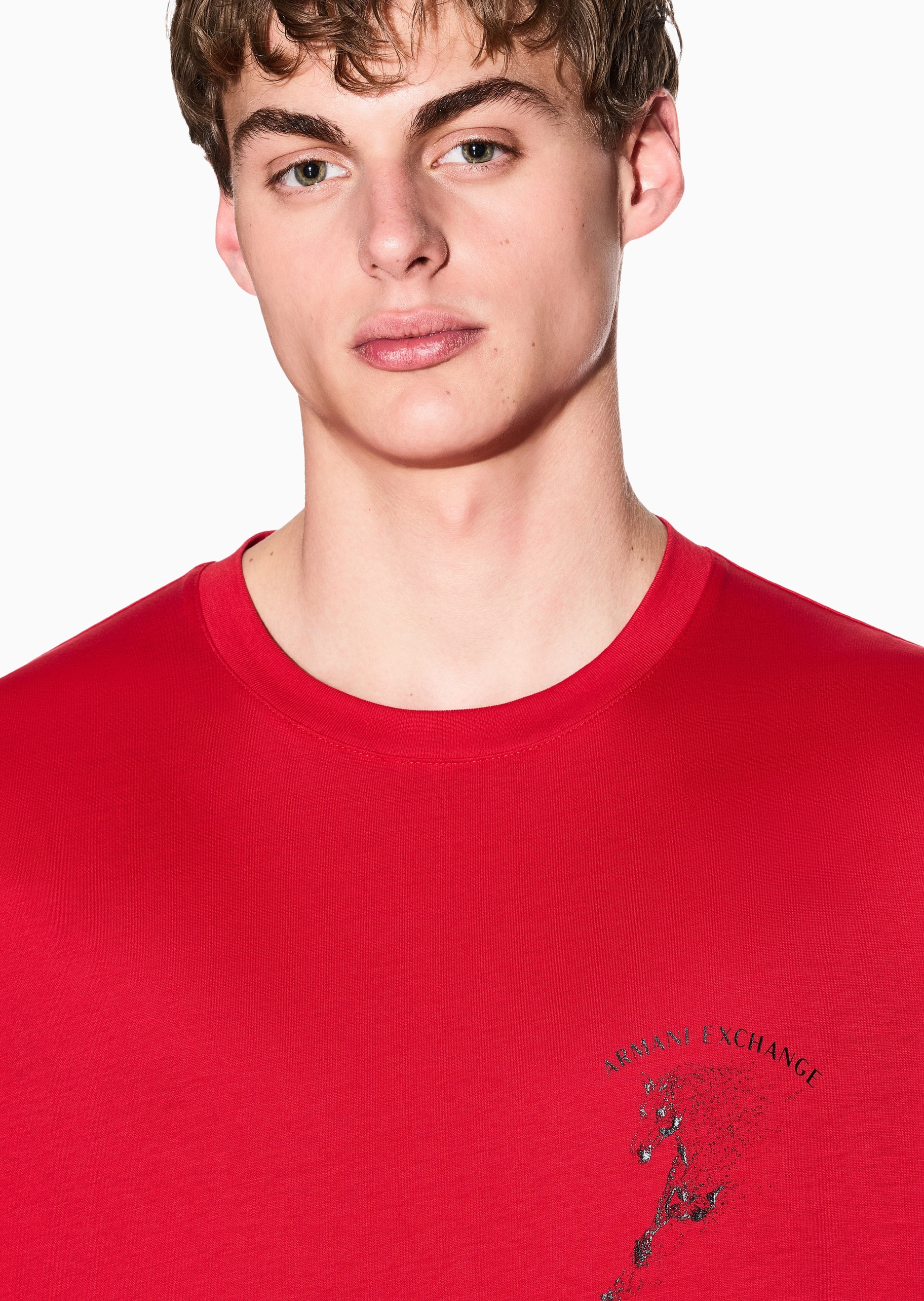 ARMANI EXCHANGE 马年限定男士纯棉合身长袖圆领印花T恤