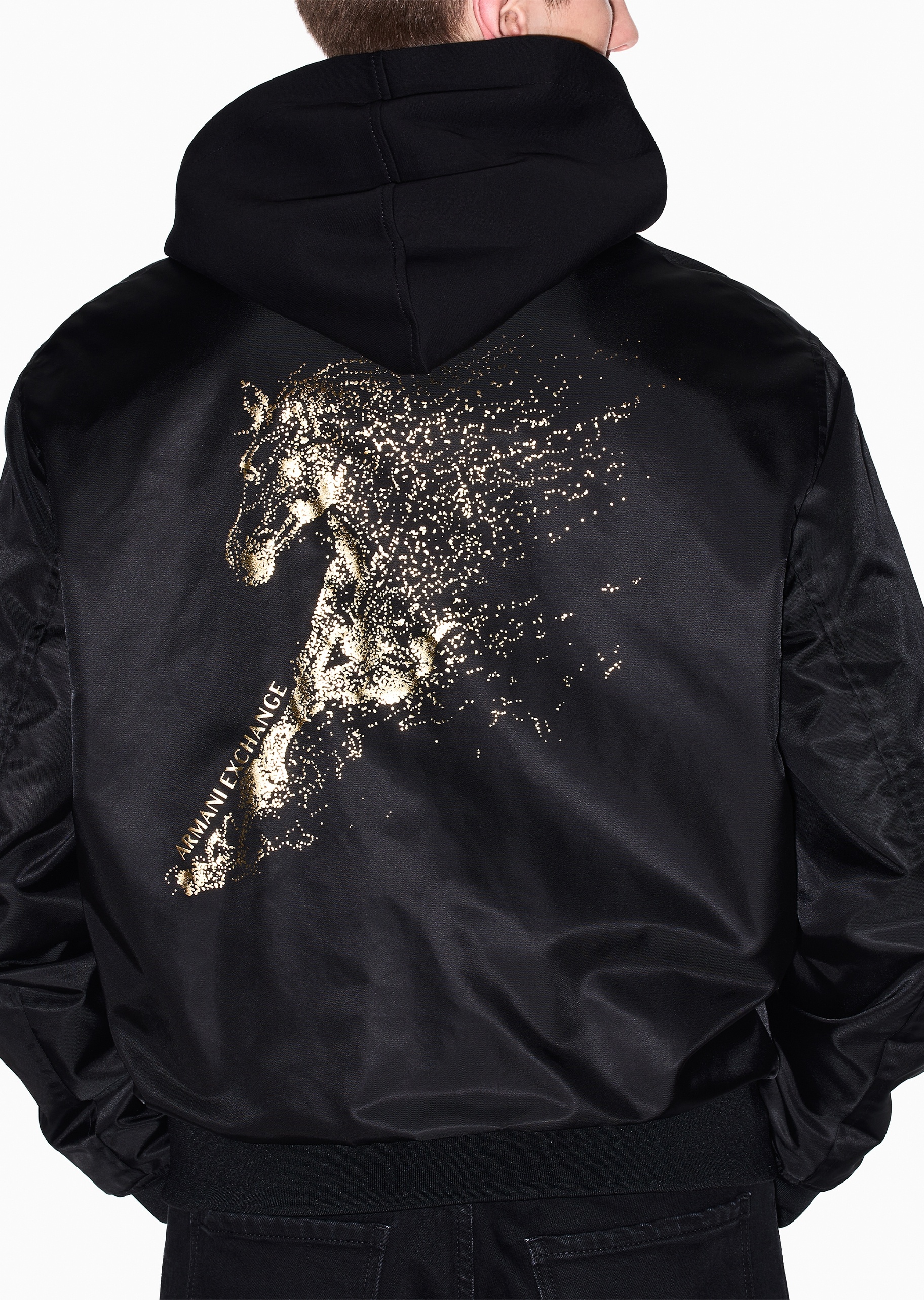 ARMANI EXCHANGE 马年限定男士长袖棒球领双面穿拉链夹克