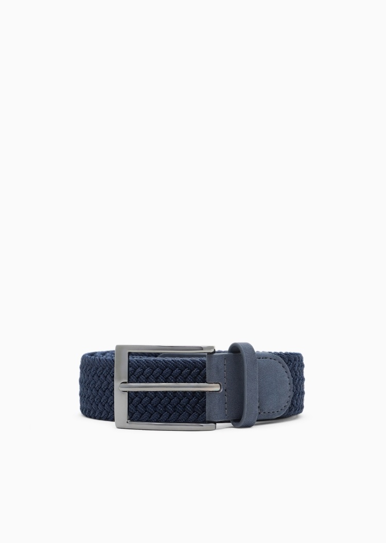 EA7 男女同款矩形带扣时尚编织高尔夫针扣腰带