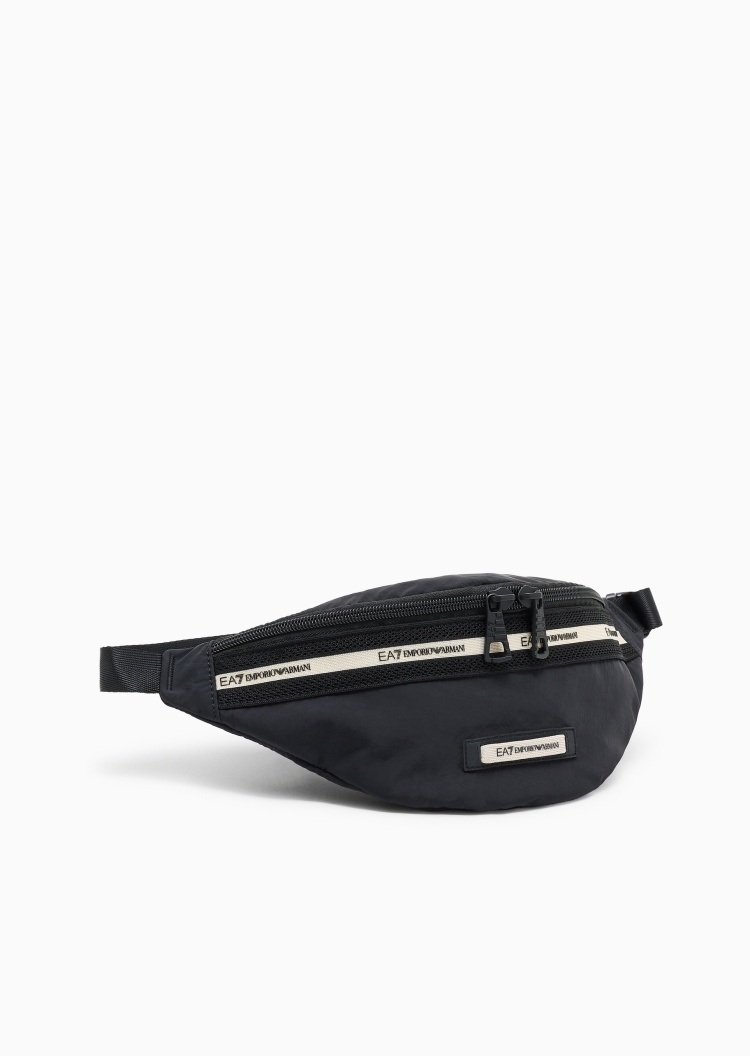 EA7 男女同款拉链可调节插扣肩带撞色饰带斜挎包