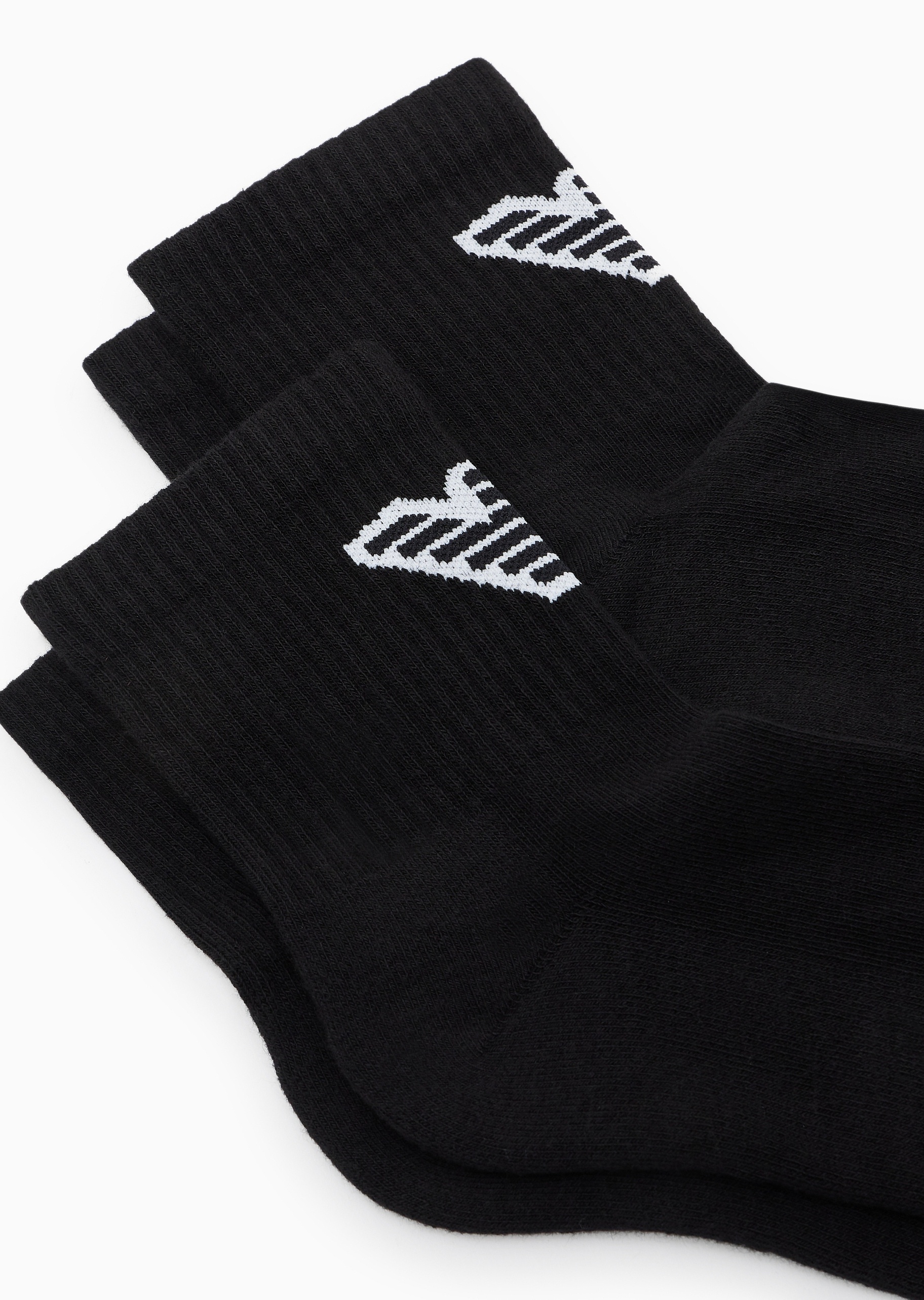 Emporio Armani 男士微弹短筒两双装撞色鹰标提花袜子套装