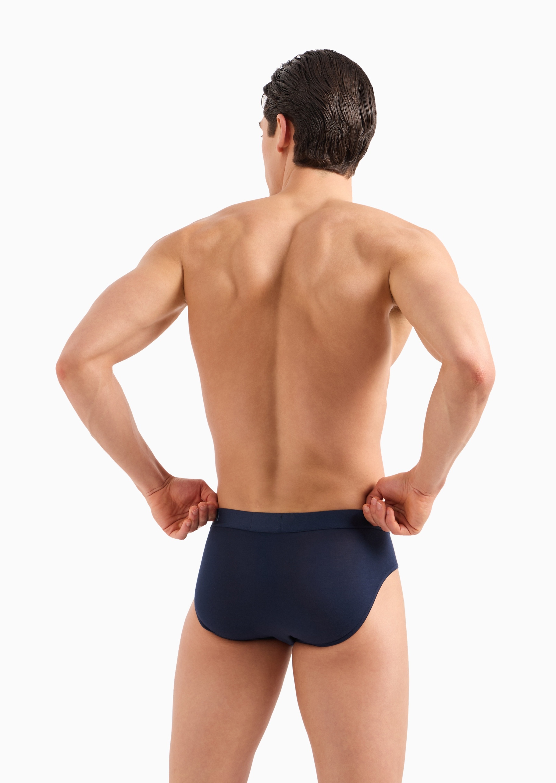 Emporio Armani 男士弹力三角两条装提花腰边内裤套装