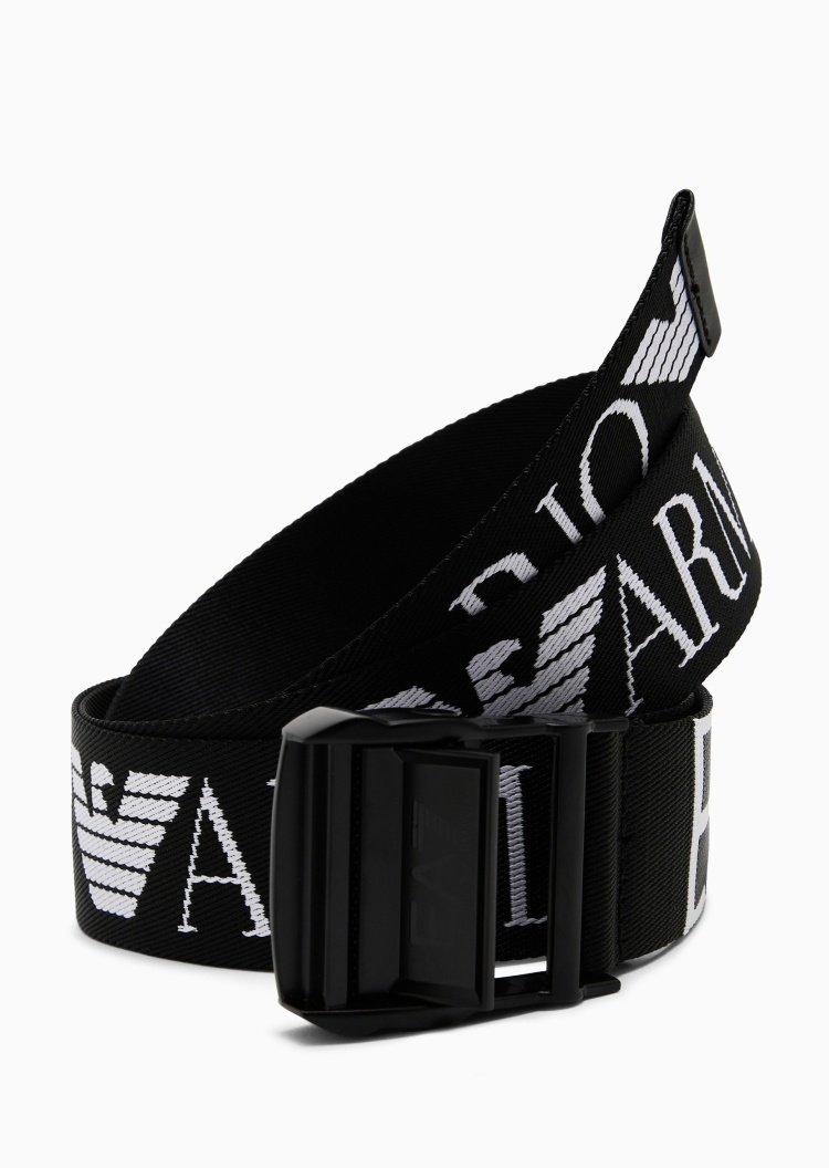 EA7 男女同款可调节搭扣织布撞色提花时尚腰带