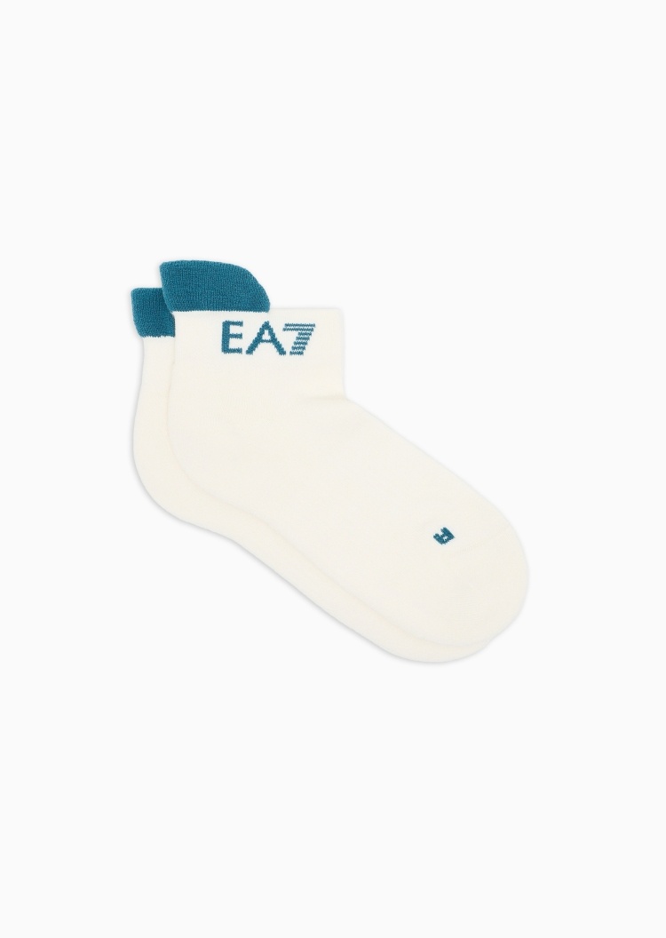 EA7 女士微弹中筒撞色提花标识网球袜子