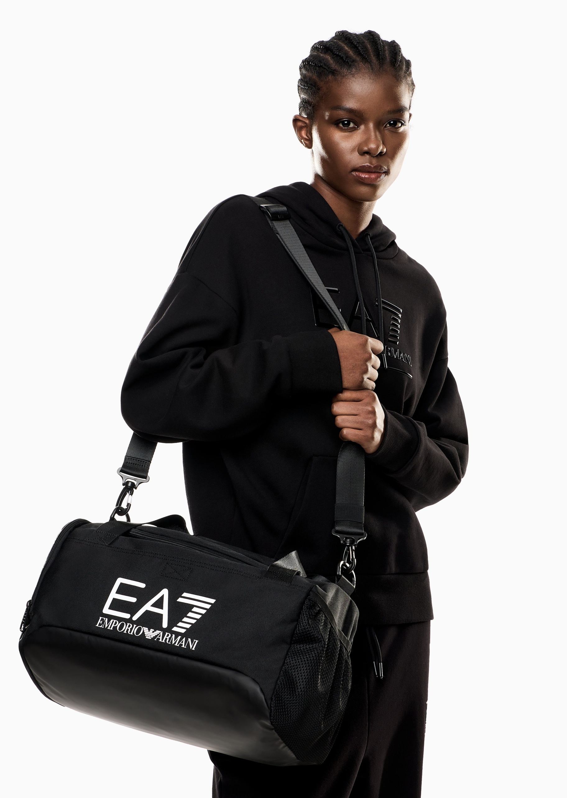 EA7 男女同款拉链可拆肩带手提单肩健身包