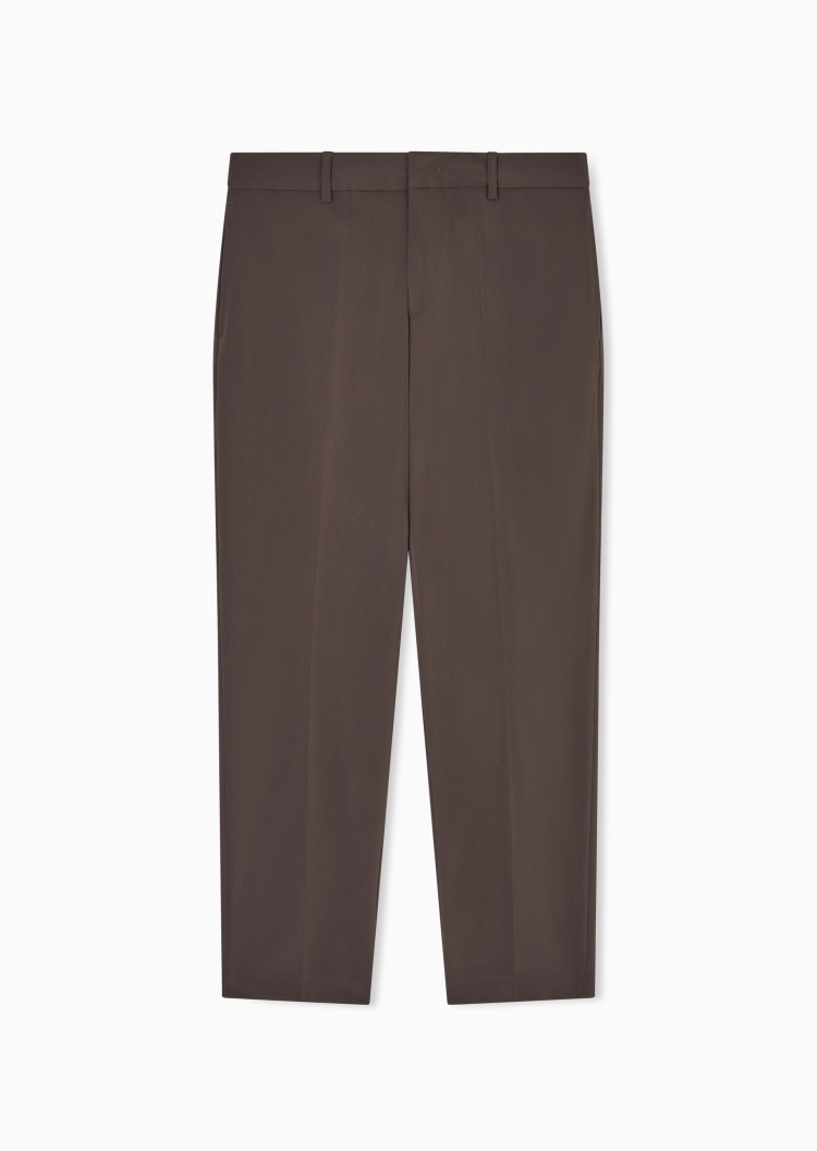 Emporio Armani 男士宽松长款直筒纯色商务休闲裤